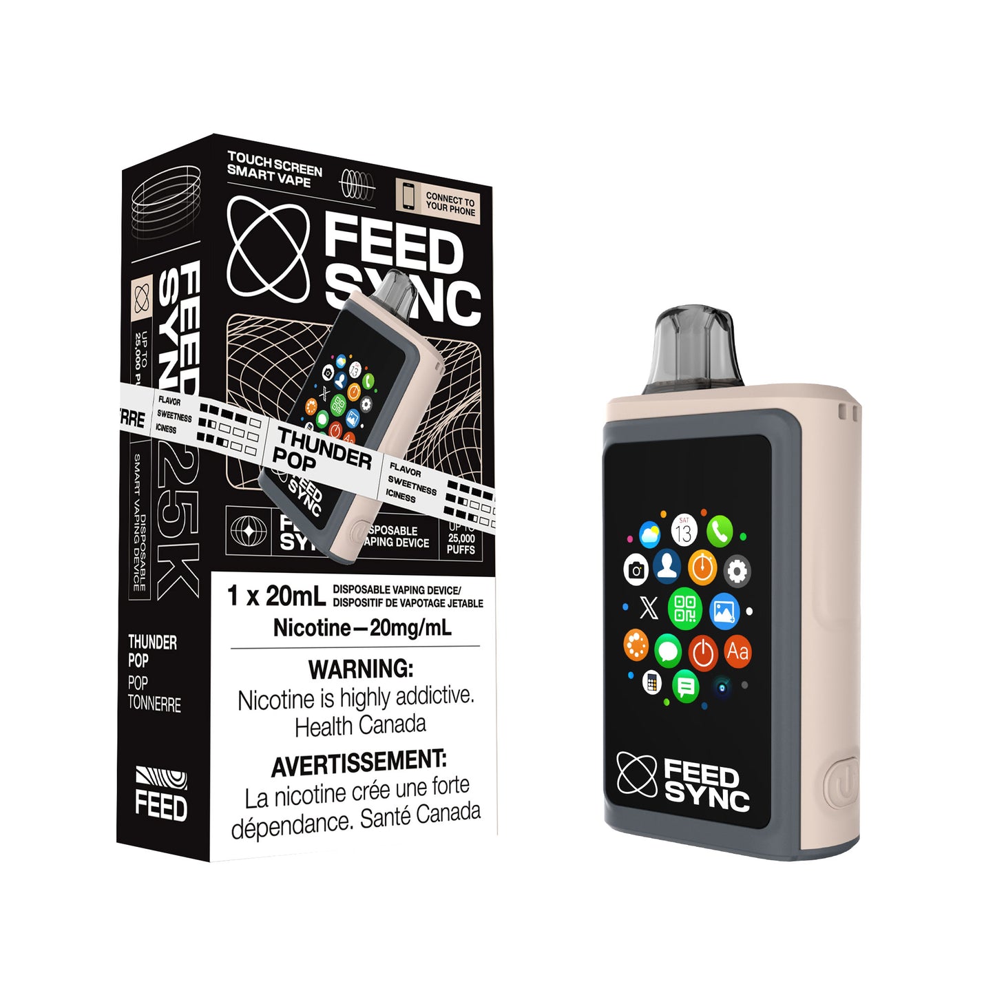 Feed Sync Smart Disposable Thunder Pop 20 mL 20 mg 25000 Puffs