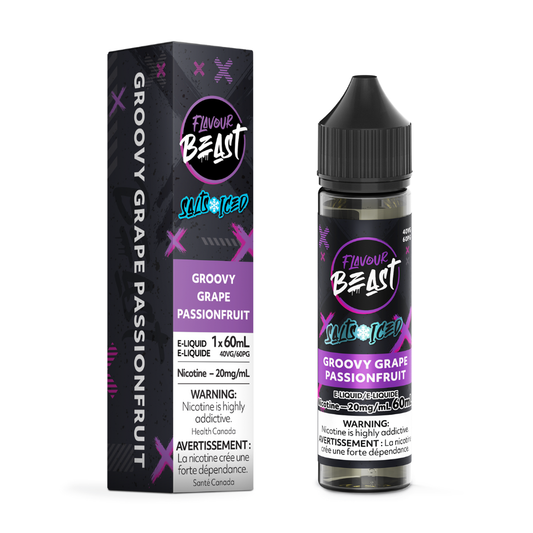 Flavour Beast ICE Salt Nic Vape Juice - Groovy Grape Passionfruit (60ml)