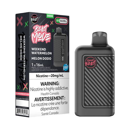 Flavour Beast Beast Mode Weekend Watermelon Iced 16mL 8000 Puffs 20mg