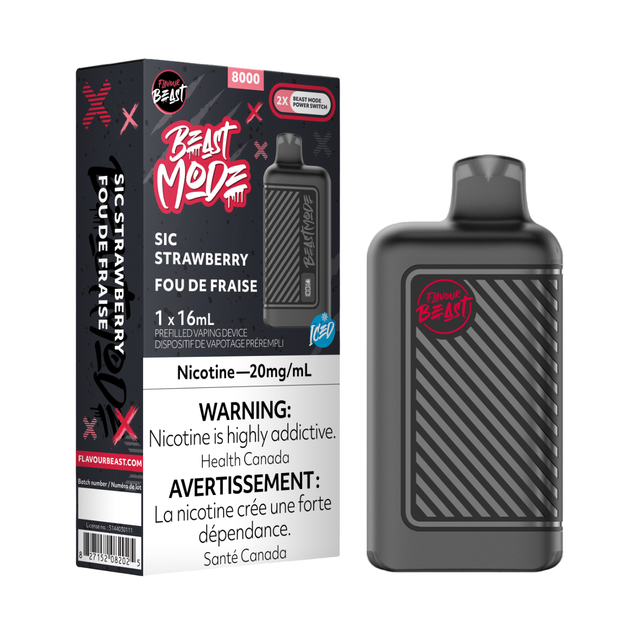 Flavour Beast Beast Mode SIC Strawberry 16mL 8000 Puffs 20mg