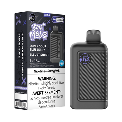 Flavour Beast Beast Mode Super Sour Blueberry Iced 16mL 8000 Puffs 20mg