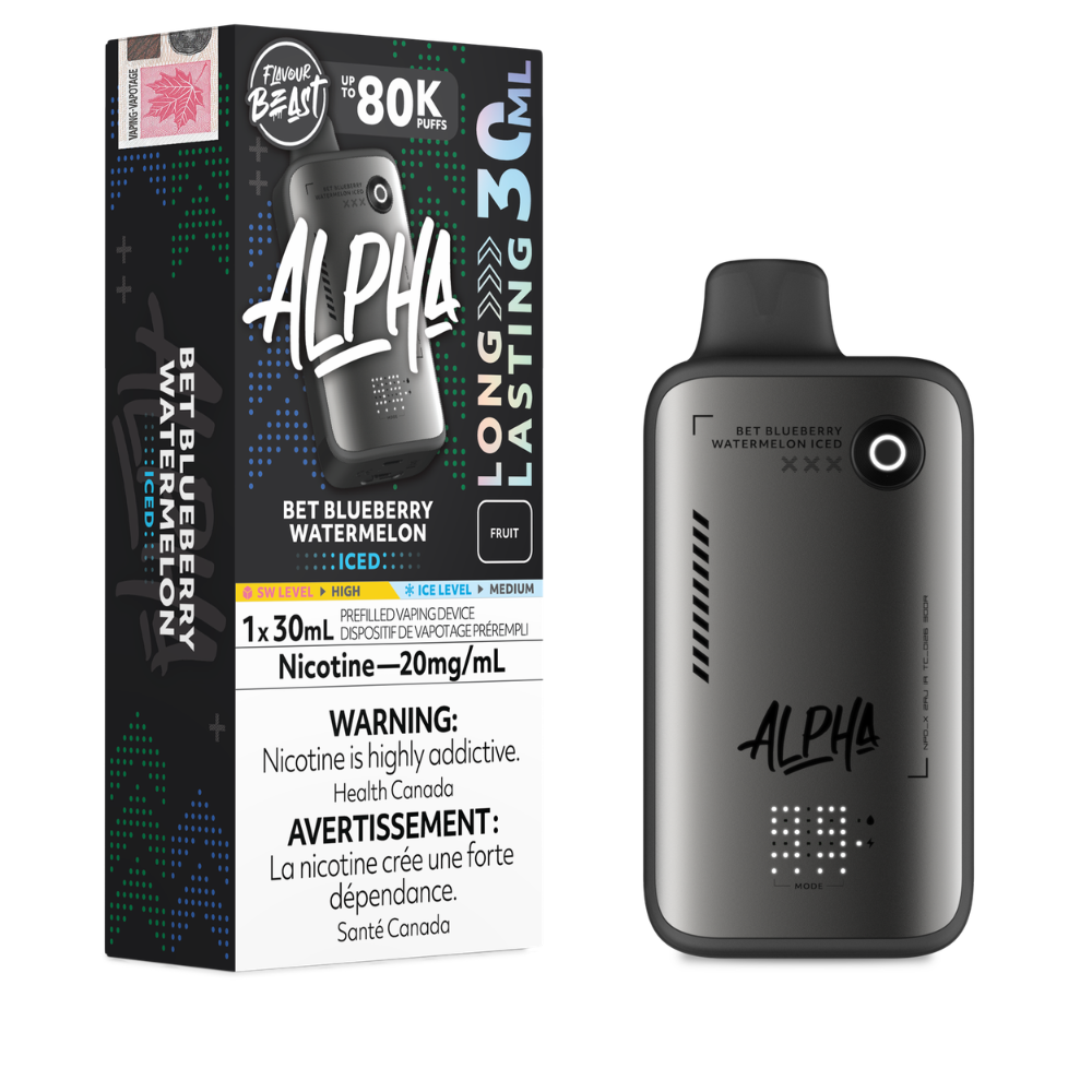 Flavour Beast Alpha Disposable - Bet Blueberry Watermelon Iced - 80K Puffs - 20mg - 30mL