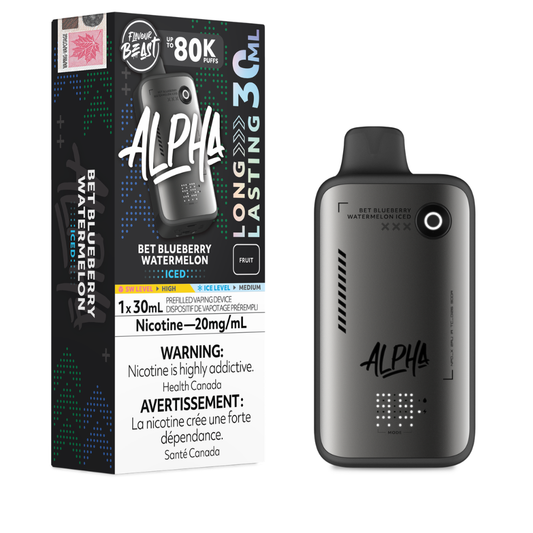 Flavour Beast Alpha Disposable - Bet Blueberry Watermelon Iced - 80K Puffs - 20mg - 30mL