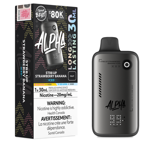 Flavour Beast Alpha Disposable - STR8 Up Strawberry Banana Iced - 80K Puffs - 20mg - 30mL