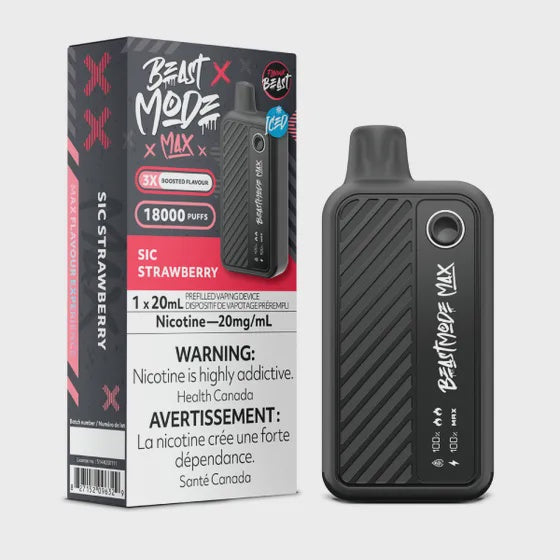 Flavour Beast Beast Mode Max Sic Strawberry Iced 18000 Puffs 20mL 20mg