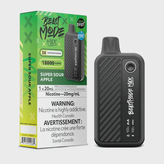 Flavour Beast Beast Mode Max Super Sour Apple Iced 18000 Puffs 20mL 20mg