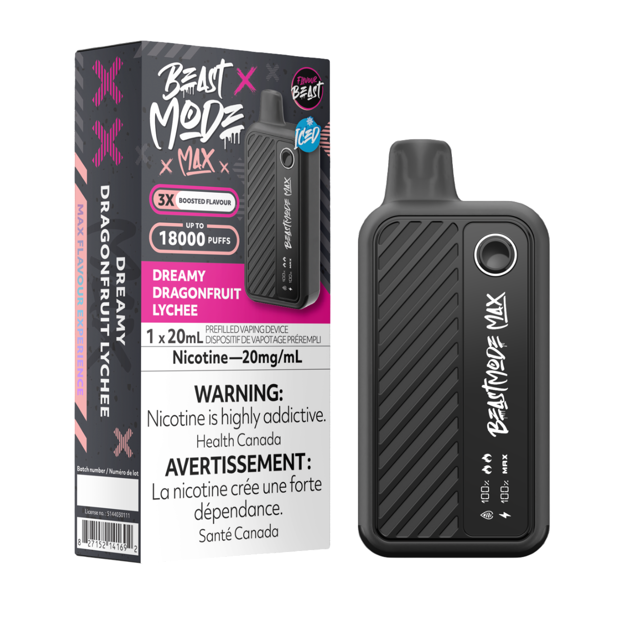 Flavour Beast Beast Mode Max Dreamy Dragonfruit Lychee 18000 Puffs 20mL 20mg