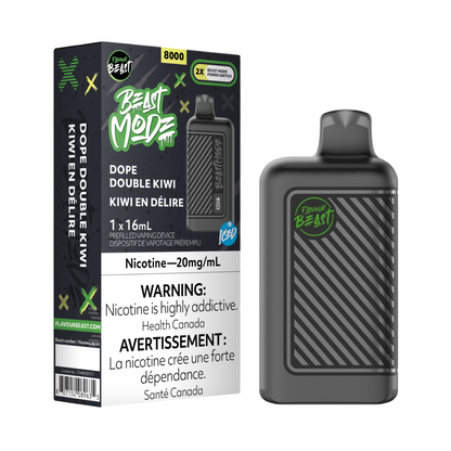 Flavour Beast Beast Mode Dope Double Kiwi Iced 16mL 8000 Puffs 20mg