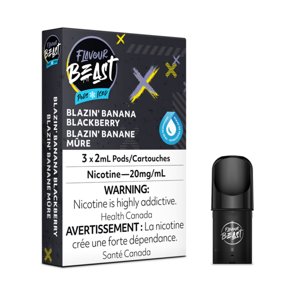 Flavour Beast Blazin' Banana Blackberry Pods Iced 3 x 2mL 20mg