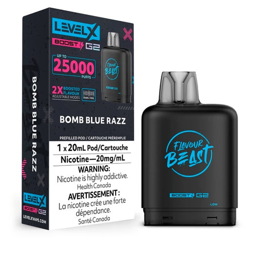 Level X Flavour Beast Boost G2 Pod 20mL Bomb Blue Razz 25000 Puffs 20mg