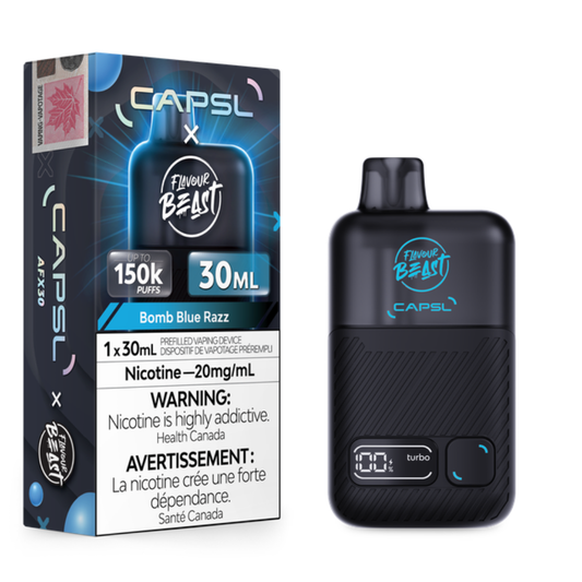 Flavour Beast CAPSL AFX30 150K Disposable Vape - Bomb Blue Razz (30ml)
