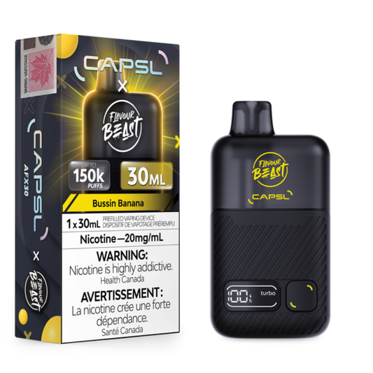 Flavour Beast CAPSL AFX30 150K Disposable Vape - Bussin Banana (30ml)
