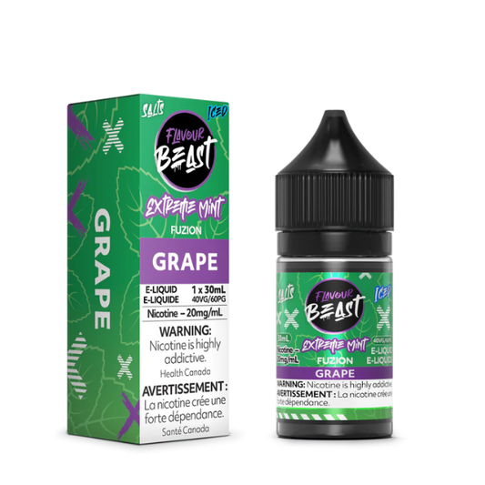 Flavour Beast ICE Salt Nic Vape Juice - Extreme mint Fuzion Grape (30ml)