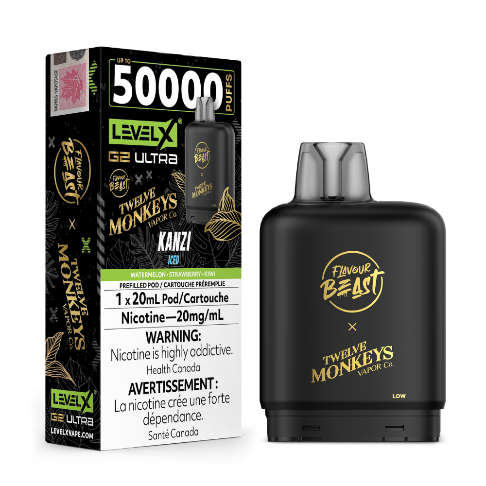 Flavour Beast 50K Level X G2 Ultra X Twelve Monkeys Series Vape Pods - 20mL - 20mg