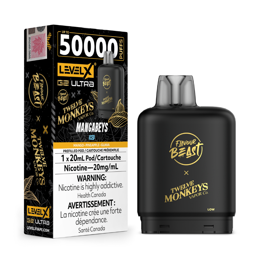 Flavour Beast 50K Level X G2 Ultra X Twelve Monkeys Series Vape Pods - 20mL - 20mg