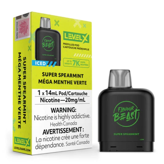 Flavour Beast Level X Iced Pod 14mL Super Spearmint 7000 Puffs 20mg