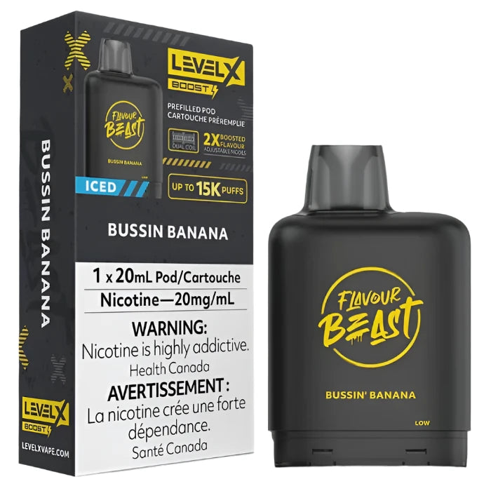 Flavour Beast Level X Iced Pod 20mL Bussin Banana 15000 Puffs