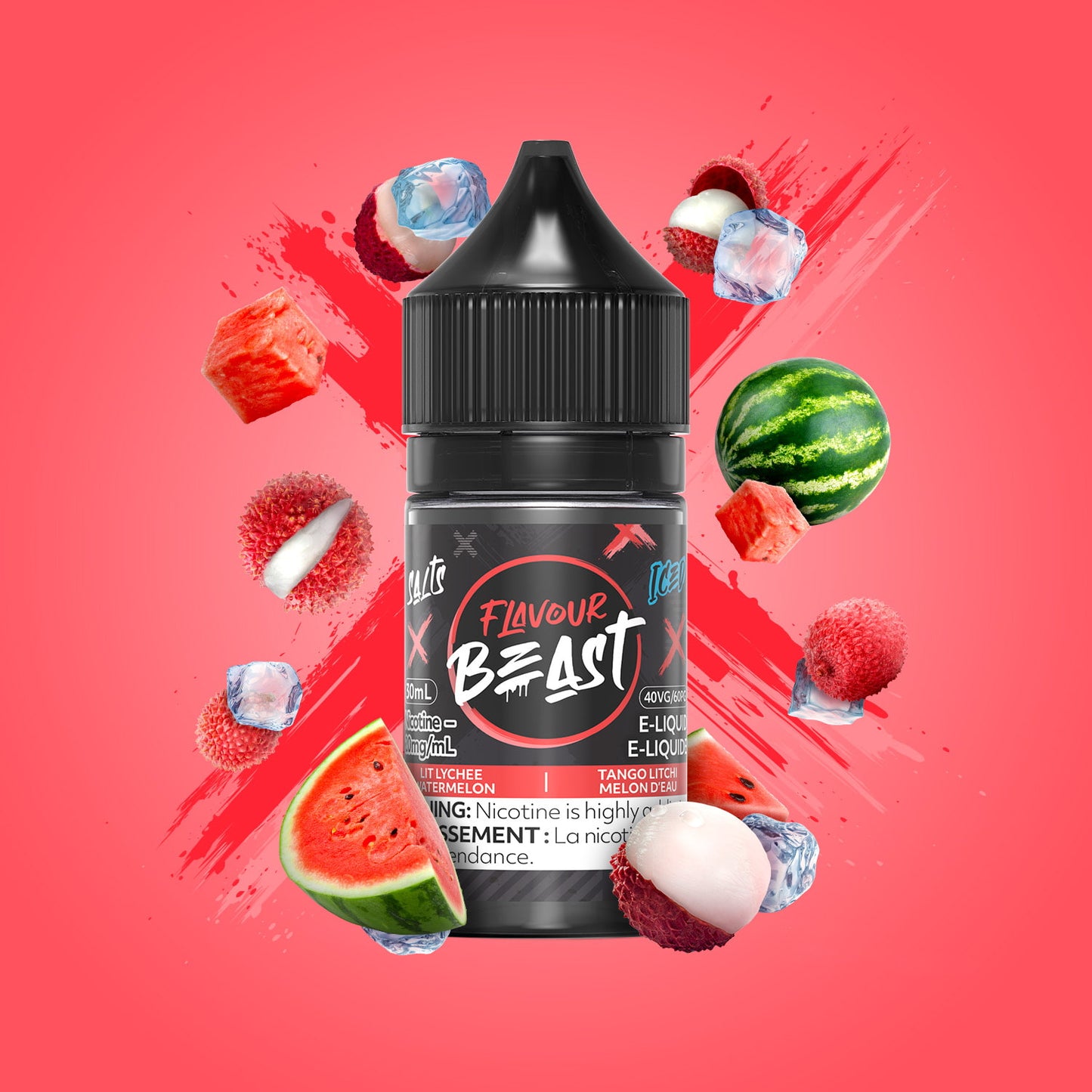 Flavour Beast Salts Iced Lit Lychee Watermelon Iced 30mL 20mg