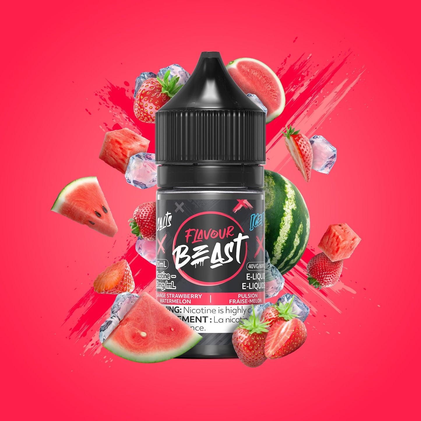 Flavour Beast Salts Iced Savage Strawberry Watermelon 30mL 20mg