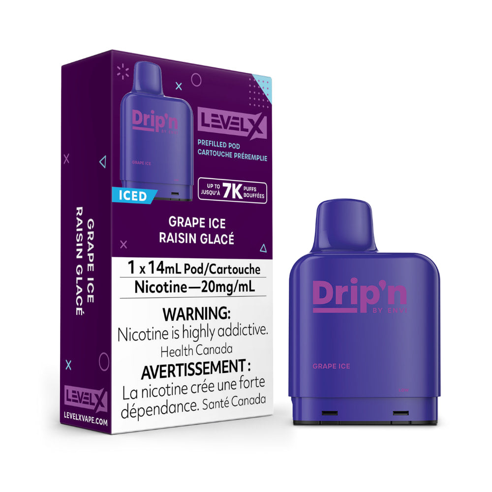 Drip'n Level X Prefilled Pod 14mL Grape Ice 7000 Puffs 20mg