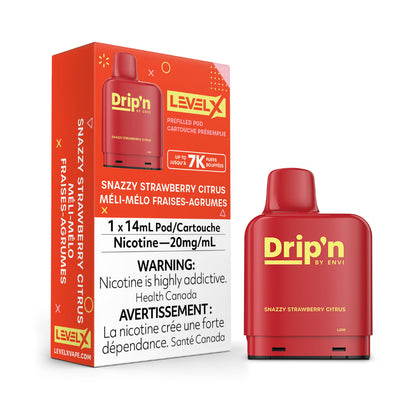 Drip'n Level X Prefilled Pod 14mL Snazzy Strawberry Citrus 7000 Puffs 20mg