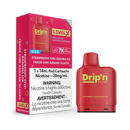 Drip'n Level X Prefilled Pod 14mL Strawberry Kiwi Banana Ice 7000 Puffs 20mg