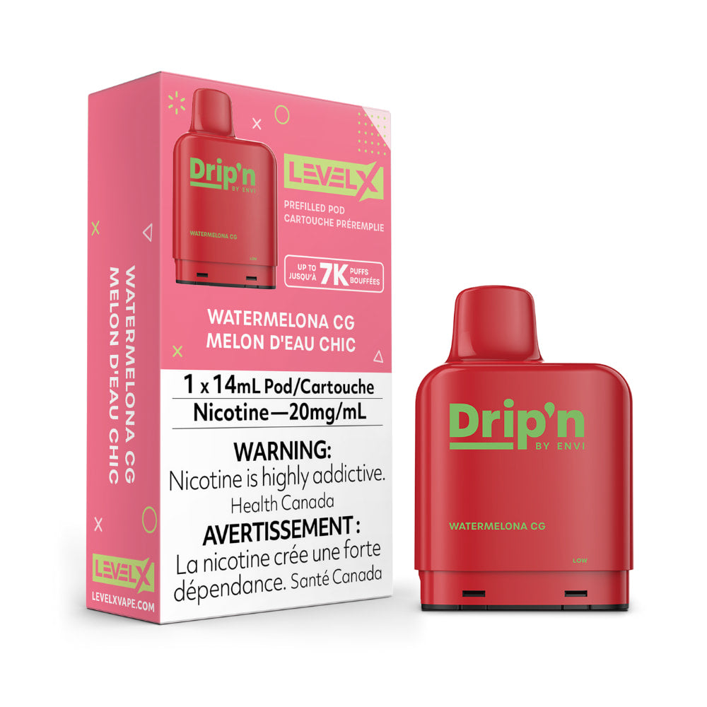 Drip'n Level X Prefilled Pod 14mL Watermelon CG 7000 Puffs 20mg