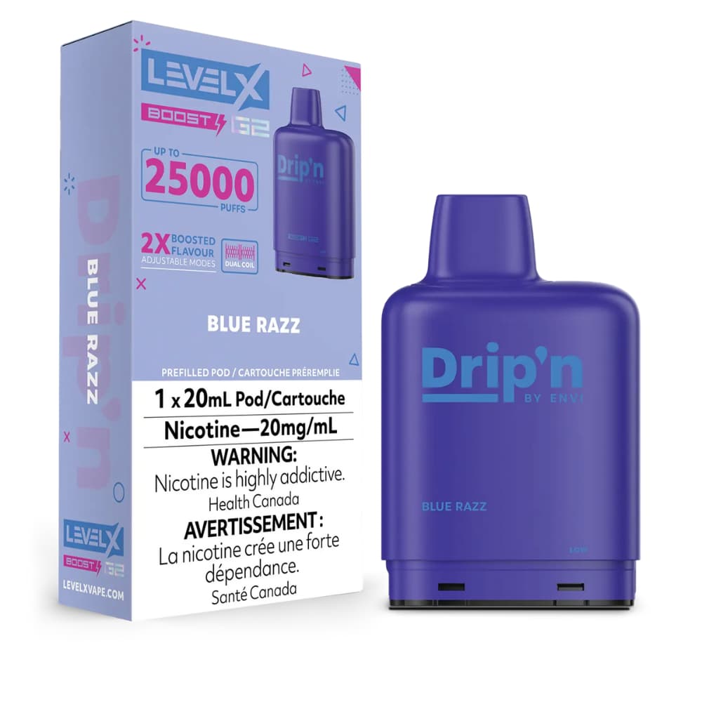 Level X Drip'n Boost G2 Pod 20mL Blue Razz 25000 Puffs 20mg
