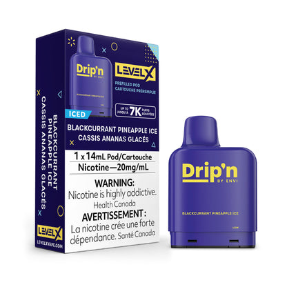 Drip'n Level X Prefilled Pod 14mL Blackcurrant Pineapple Ice 7000 Puffs 20mg