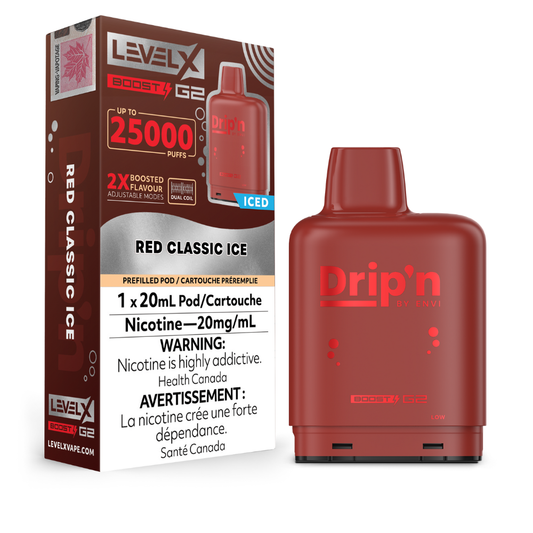 Level X Drip'n Boost G2 Pod 20mL Classic Ice 25000 Puffs 20mg