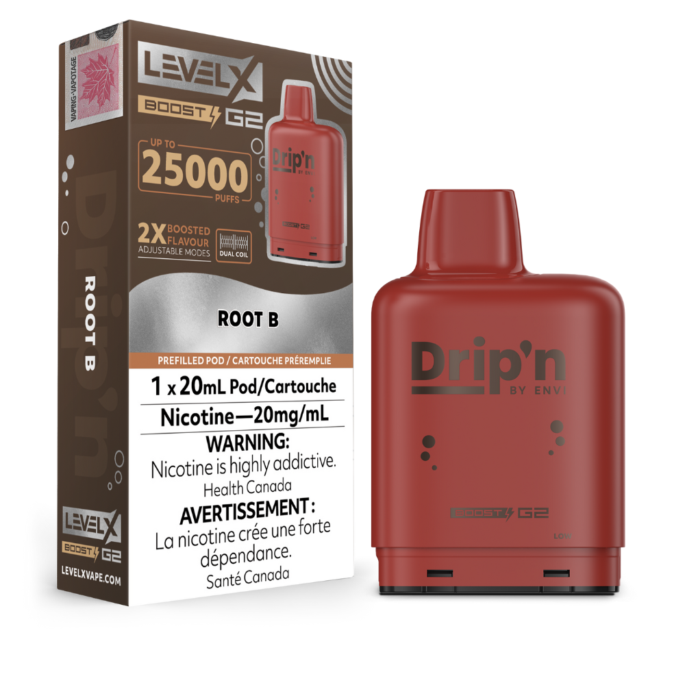 Level X Drip'n Boost G2 Pod 20mL Root B 25000 Puffs 20mg