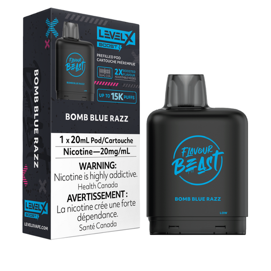 Flavour Beast Level X Pod 20mL Bomb Blue Razz 15000 Puffs 20mg