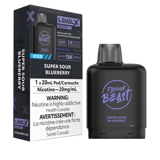 Flavour Beast Level X Iced Pod 20mL Super Sour Blueberry 15000 Puffs