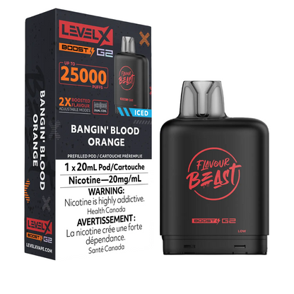 Level X Flavour Beast Boost G2 Iced Pod 20mL Bangin Blood Orange 25000 Puffs