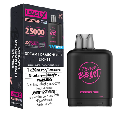 Level X Flavour Beast Boost G2 Iced Pod 20mL Dreamy Dragonfruit Lychee 25000 Puffs 20mg