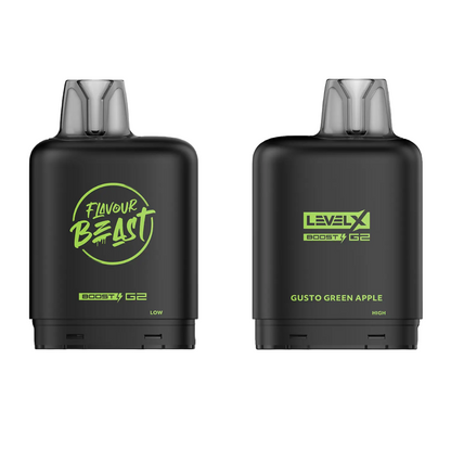 Level X Flavour Beast Boost G2 Iced Pod 20mL Gusto Green Apple 25000 Puffs 20mg