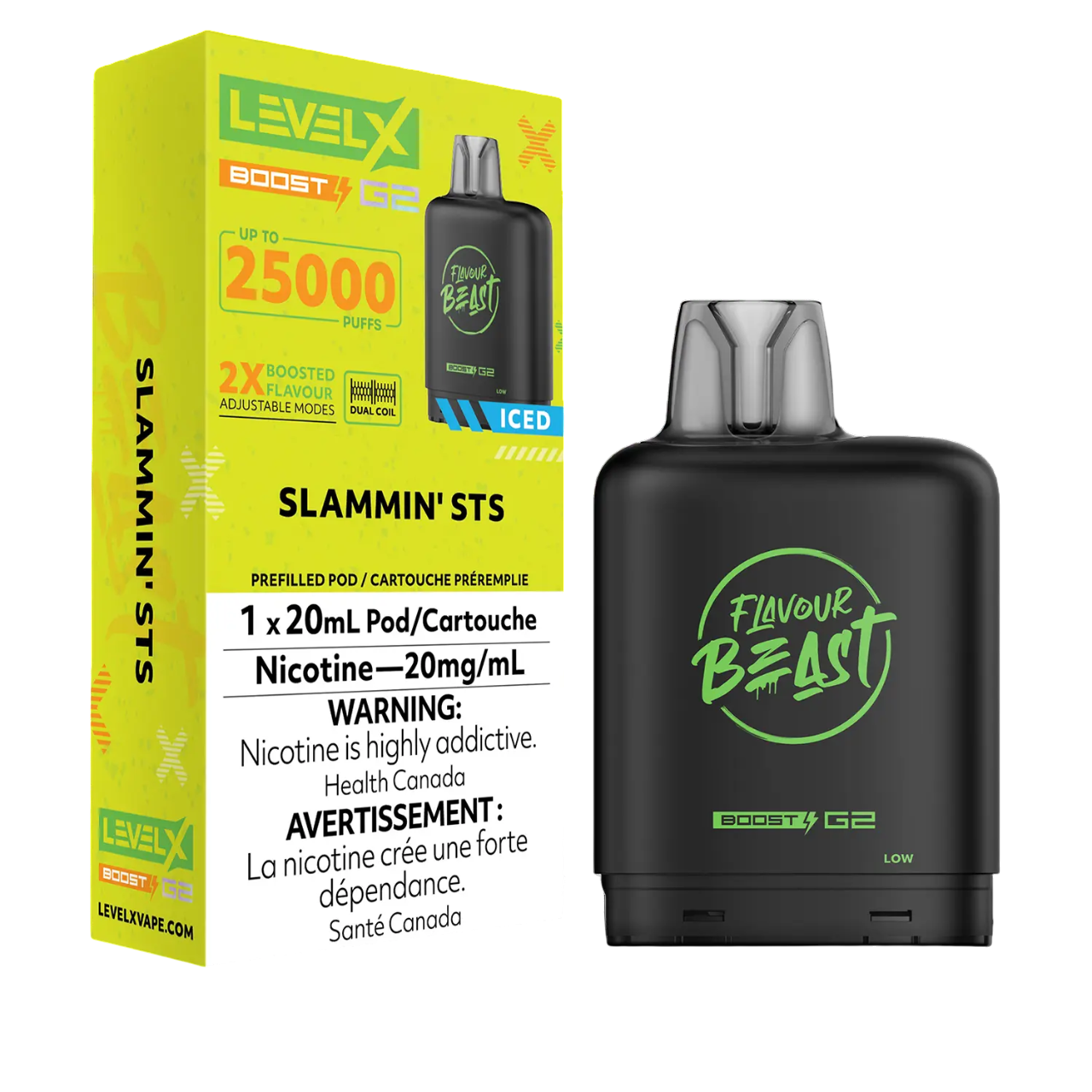 Level X Flavour Beast Boost G2 Iced Pod 20mL Slammin' Sts 25000 Puffs