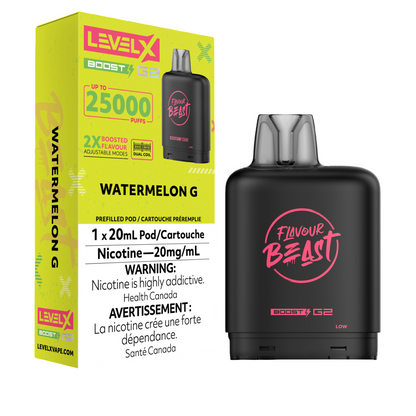 Level X Flavour Beast Boost G2 Pod 20mL Watermelon G 25000 Puffs