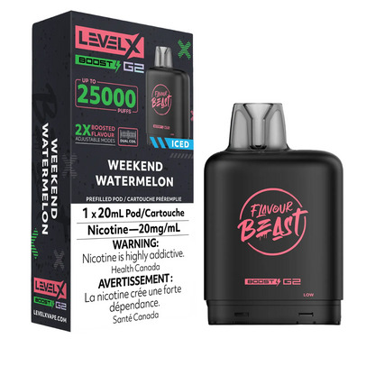 Level X Flavour Beast Boost G2 Iced Pod 20mL Weekend Watermelon 25000