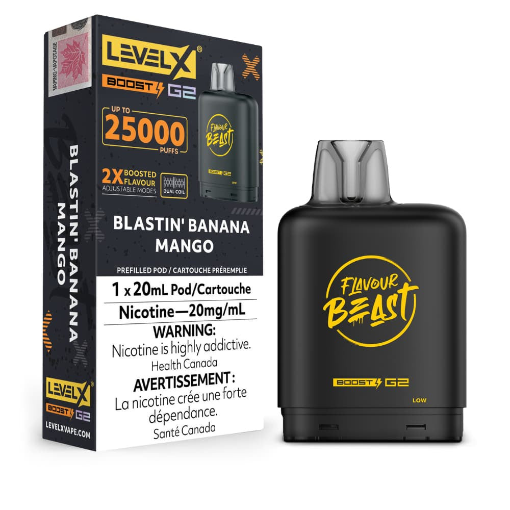 Level X G2 Boost Flavour Beast 20mL Blastin' Banana Mango 25000 Puffs 20mg