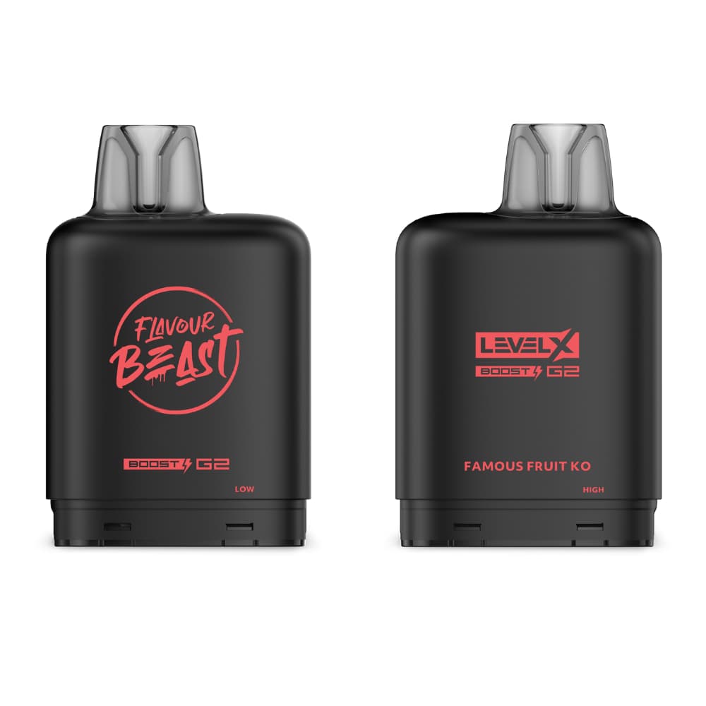 Level X Flavour Beast Boost G2 Iced Pod 20mL Famous Fruit KO 25000 Puffs 20mg