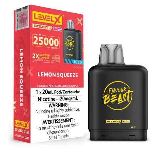 Level X G2 Boost Flavour Beast 20mL Lemon Squeeze 25000 Puffs 20mg