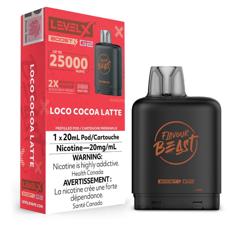 Level X G2 Boost Flavour Beast 20mL Loco Cocoa Latte 25000 Puffs 20mg