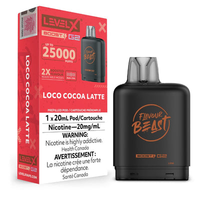 Level X G2 Boost Flavour Beast 20mL Loco Cocoa Latte 25000 Puffs 20mg