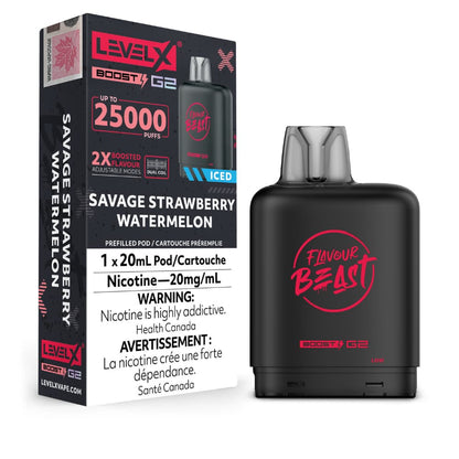 Level X G2 Boost Flavour Beast 20mL Savage Strawberry Watermelon 25000 Puffs 20mg