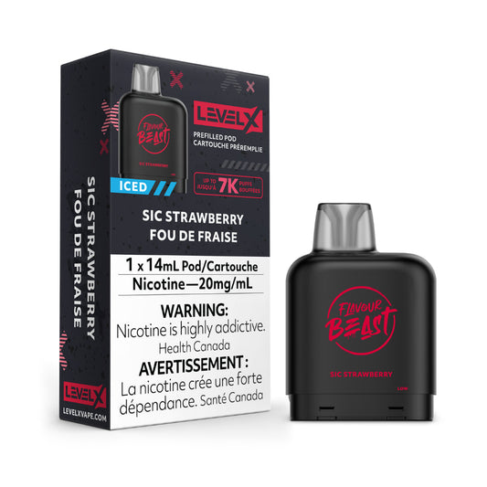 Flavour Beast Level X Iced Pod 14mL Sic Strawberry 7000 Puffs 20mg