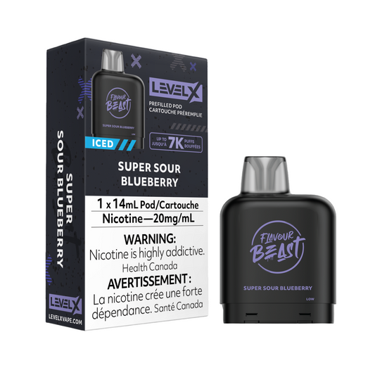 Flavour Beast Level X Iced Pod 14mL Super Sour Blueberry 7000 Puffs 20mg