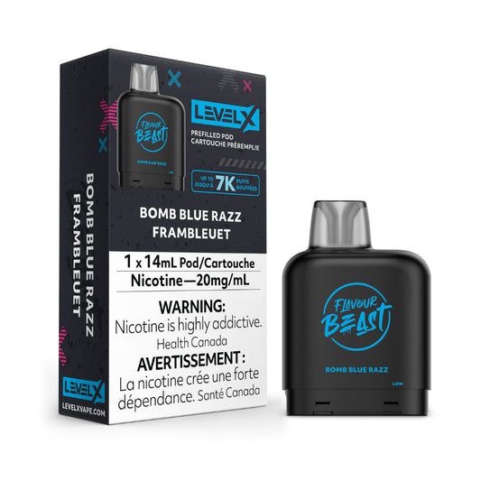 Flavour Beast Level X Pod 14mL Bomb Blue Razz 7000 Puffs 20mg