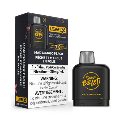 Flavour Beast Level X Pod 14mL Mad Mango Peach 7000 Puffs 20mg