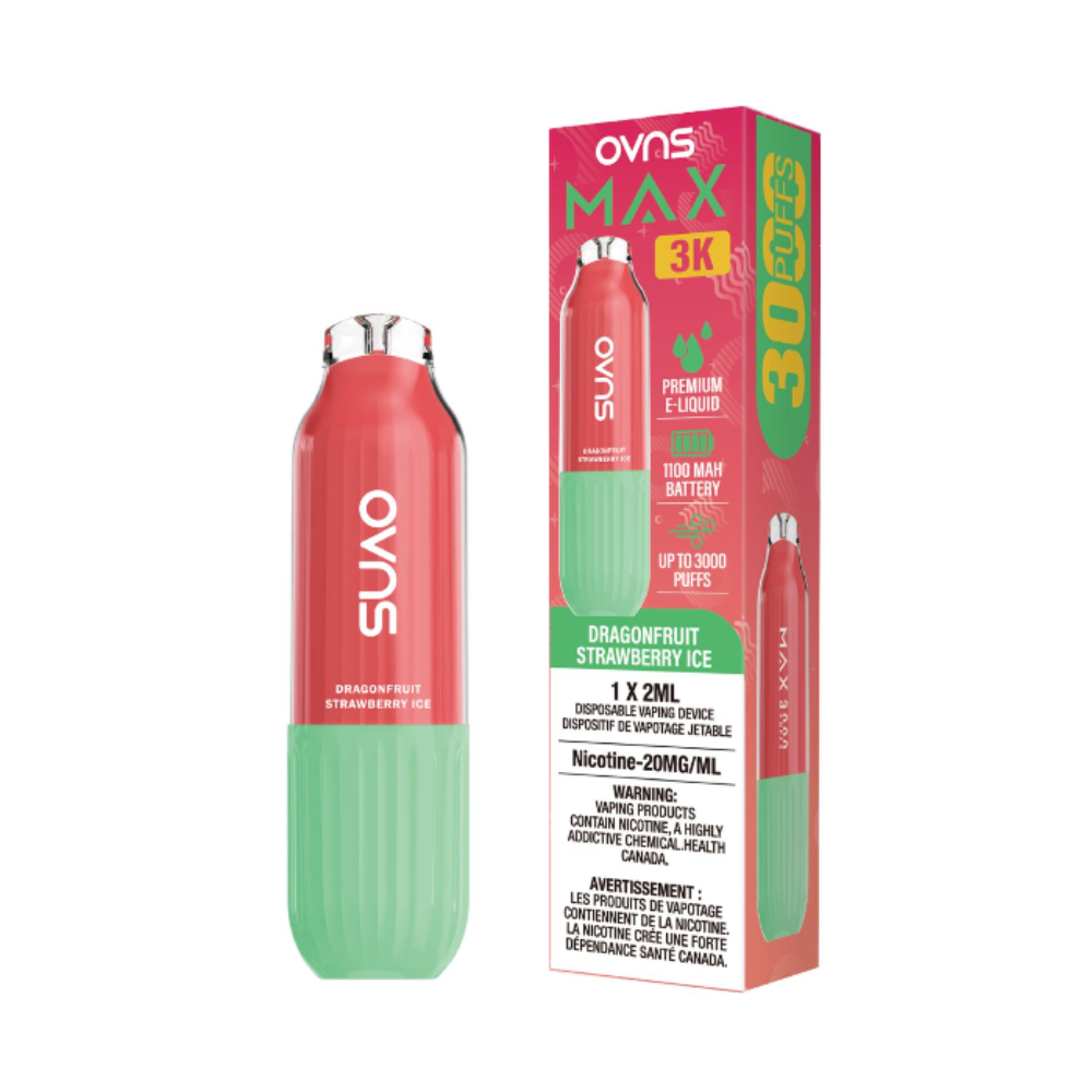 OVNS Max 3K Disposable Vape: Dragonfruit Strawberry Ice (2mL)